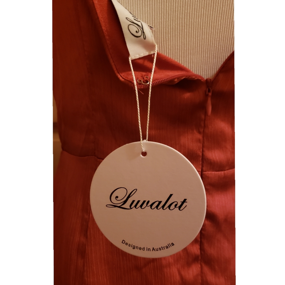New! LUVALOT Women's Size 6 Rust Rouched Dress - Picture 8 of 10